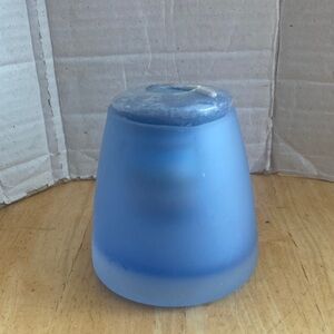 Pottery Barn Frosted Blue purple glass votive Candle Holder w Yankee candle NWT